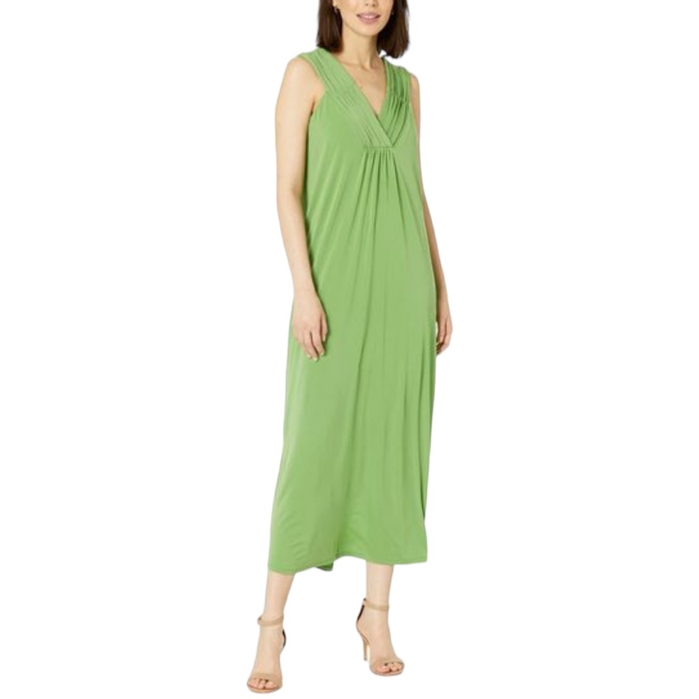 MAGGY LONDON Green Maxi Dress with Tucking Detail